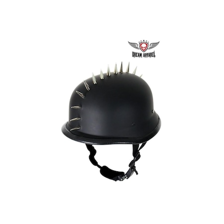 Whole-In-One German Flat Black Novelty Motorcycle Helmet with Spikes - Small WH1536137